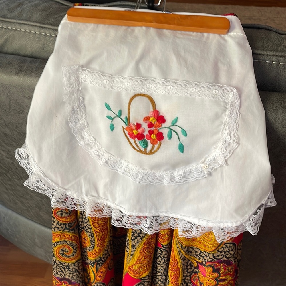 Hand embroidered apron